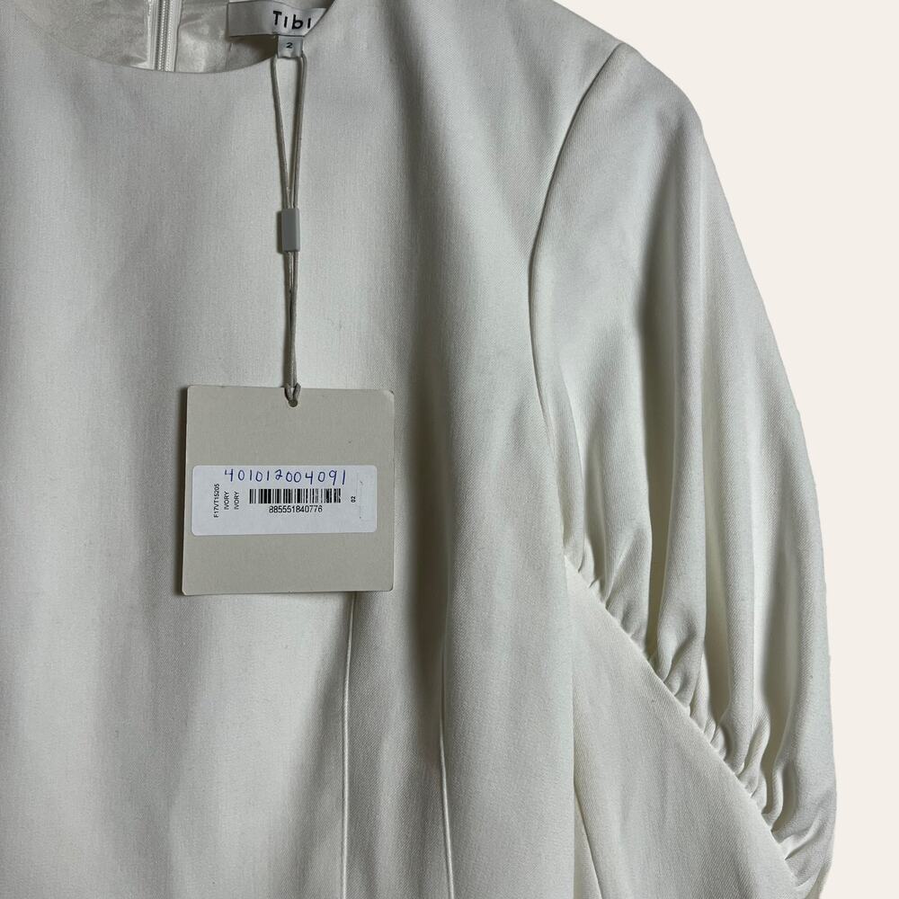 Tibi Florence White Long Puff Sleeve Mini Dress Size 2 - Picture 6 of 13